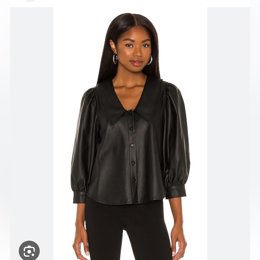 Pistola Faux leather button up blouse